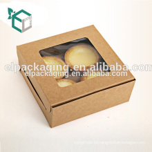 Caja de torta de rectángulo de papel Kraft con ventana